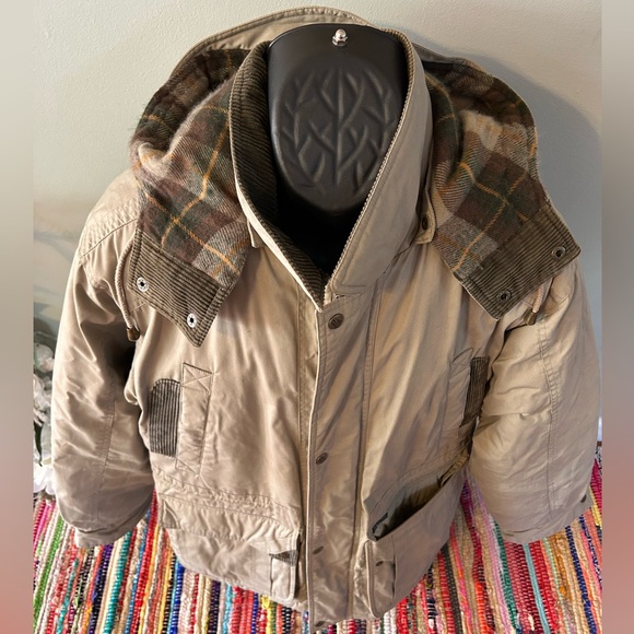 90s Duck Hunting Hooded Jacket Winter Coat Beige Vintage Medium - Picture 3 of 9